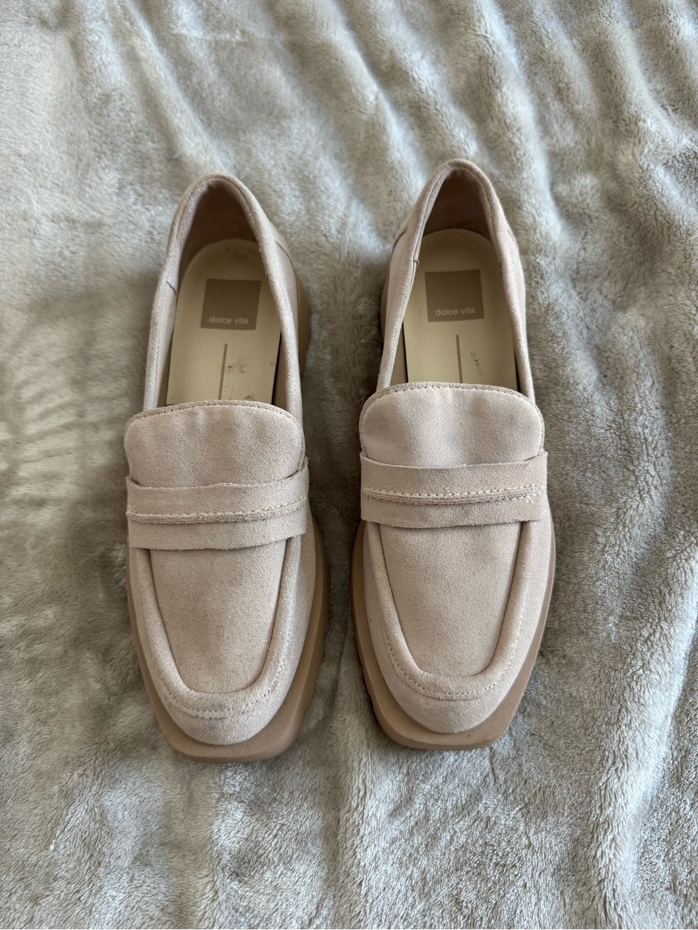 Dolce Vita Suede Loafers in Light Beige